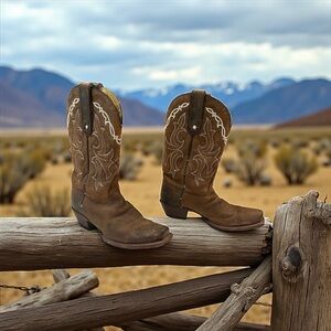 Tony Lama Cowboy Boots Women’s 7B Brown Leather Western Square Toe VF6007